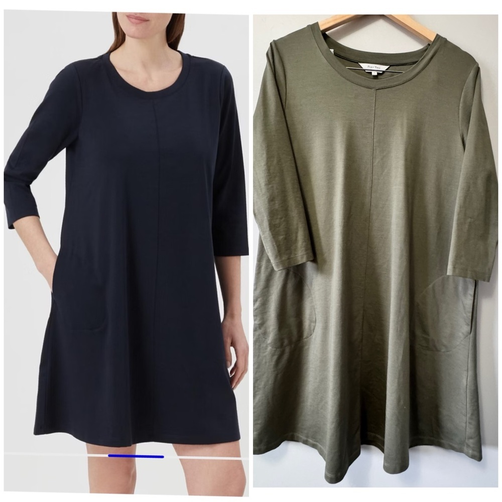 Part Two Nanika Olive Green 3/4 Sleeve Dresses SZ Large